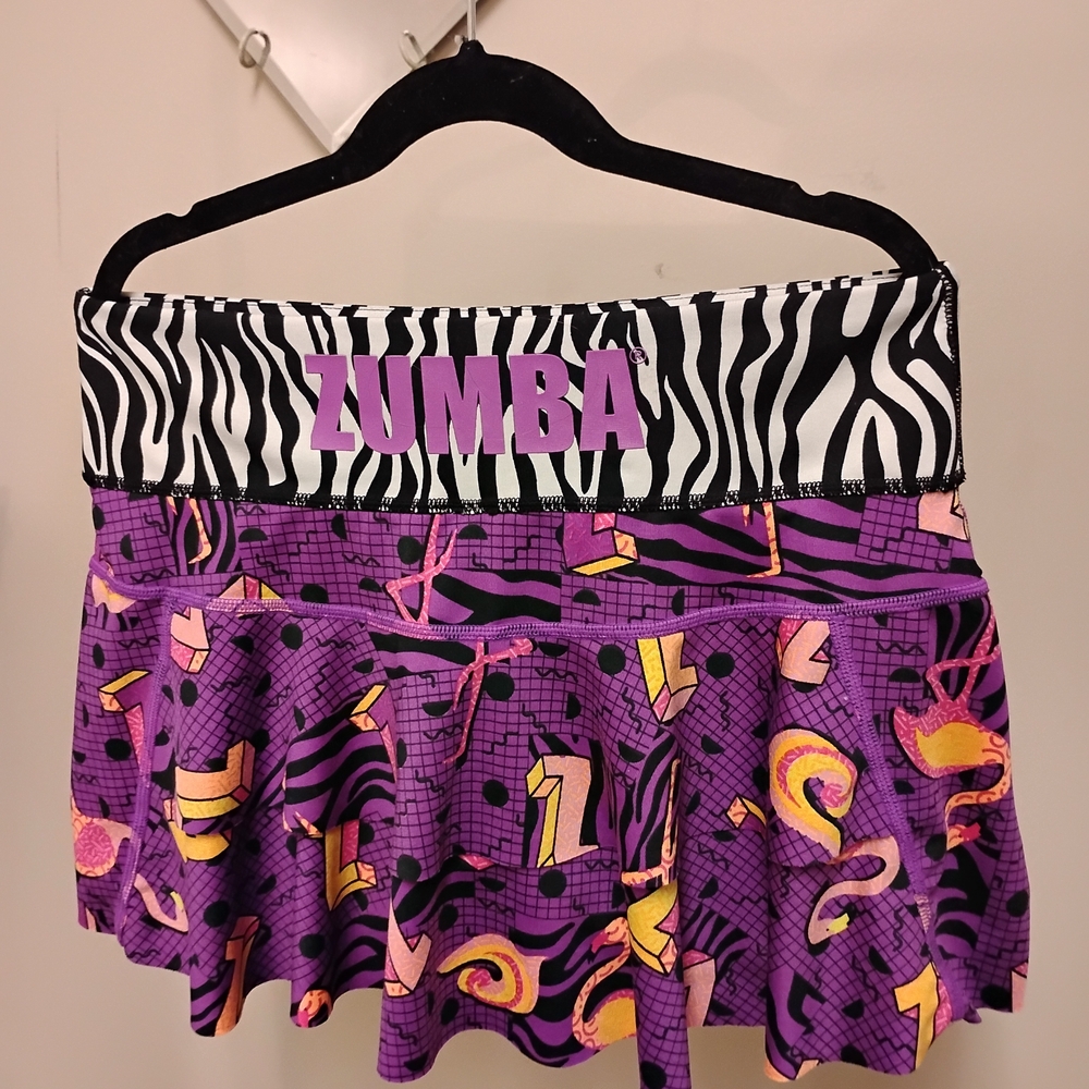Zumba Purple Skort Zebra Print Waistband